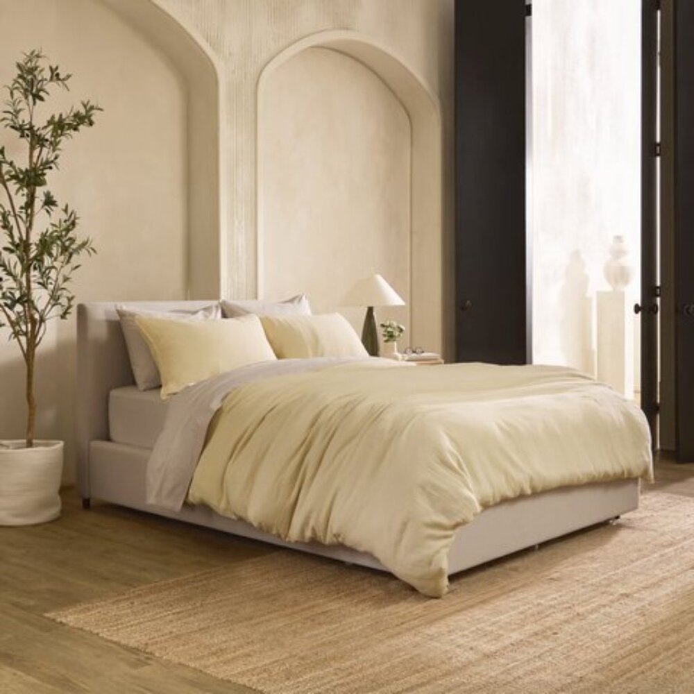 Silk & Stone Muslin Duvet Cover Gauzy Cotton Soft Wooden Buttons White size